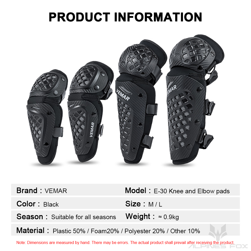 VEMAR Equipaggiamento protettivo per la guida del motociclo Ginocchiere Ginocchiere leggere e traspiranti Ginocchiere per moto fuoristrada 4 pezzi/set