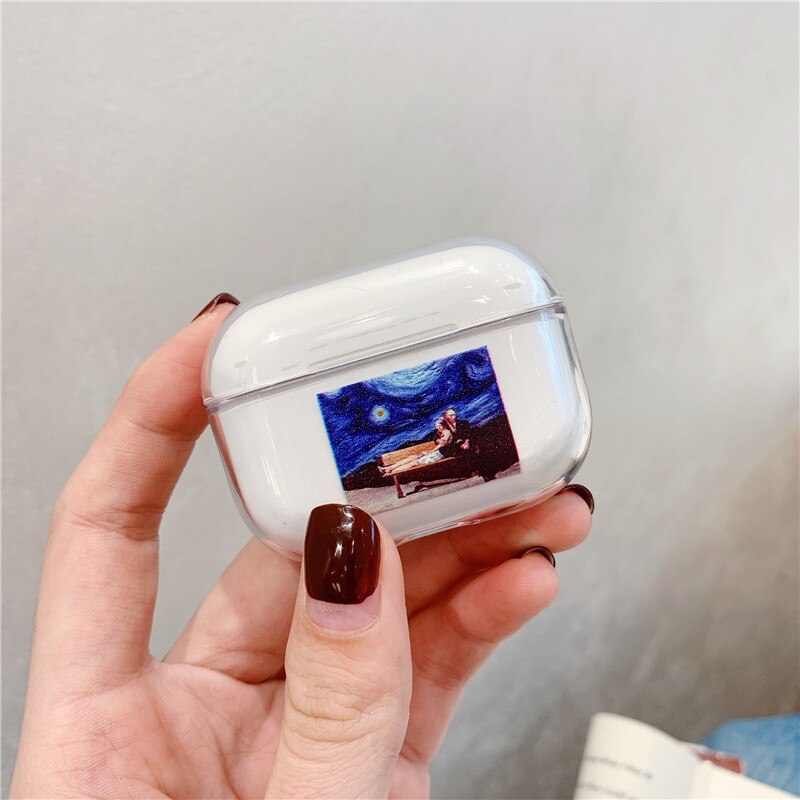 Kunstnerisk abstraktion mønster til airpods pro sag gennemsigtig hård bluetooth hovedtelefon beskyttelsesetui til air pods pro: Stil 3