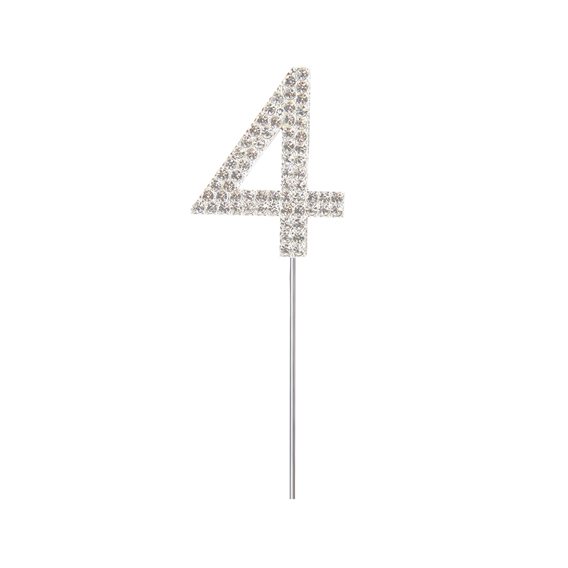 Glitter Alloy Rhinestone 0-9 Number Cake Toppers Gold Silver Digital Cupcake Topper Wedding Birthday Party Dessert Decorations: Light Grey