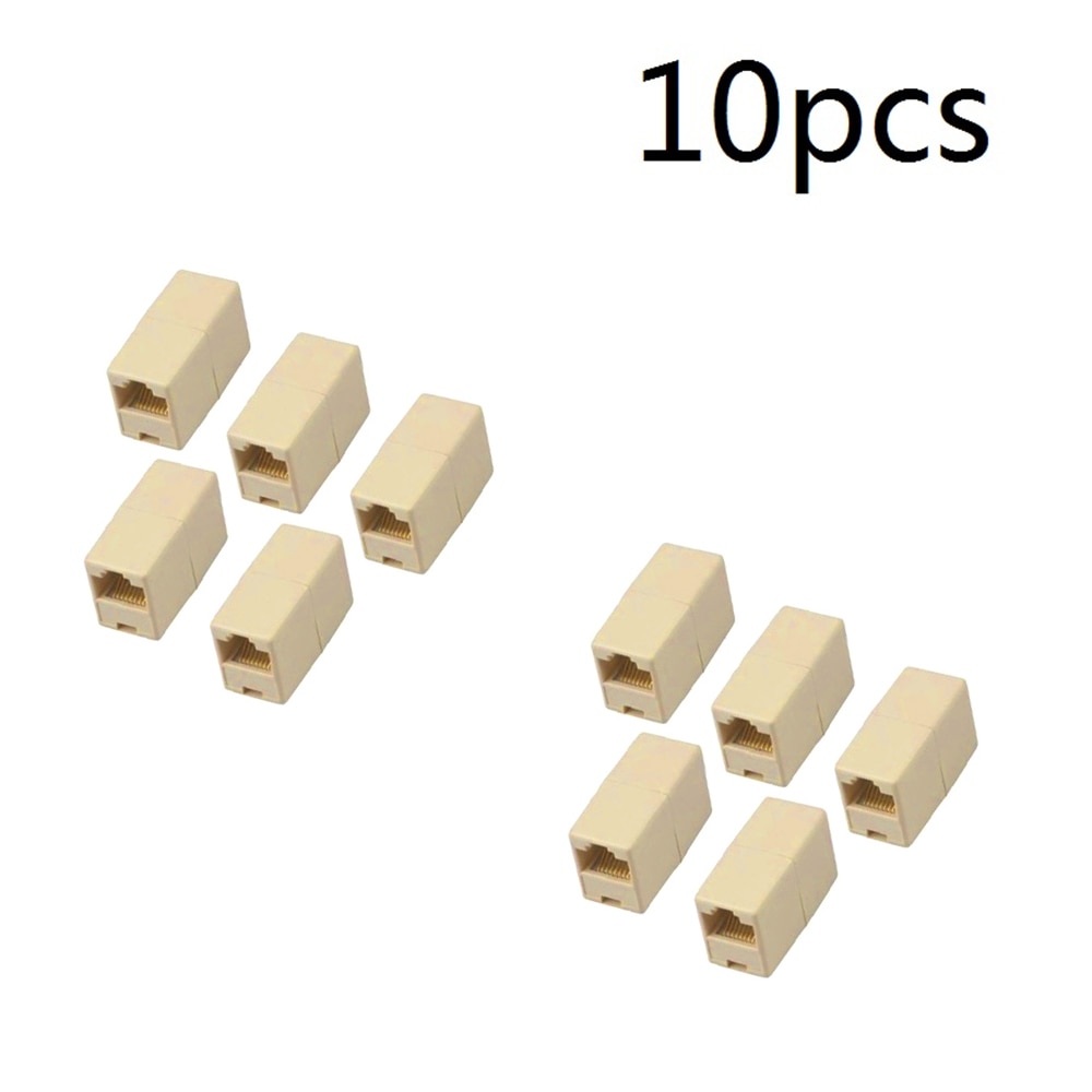 10 pcs RJ45 Dual Ethernet Network Straight Head Adapter Lan Cable Joiner Coupler CAT5 6 6A Plug Network Extender Cable Connector