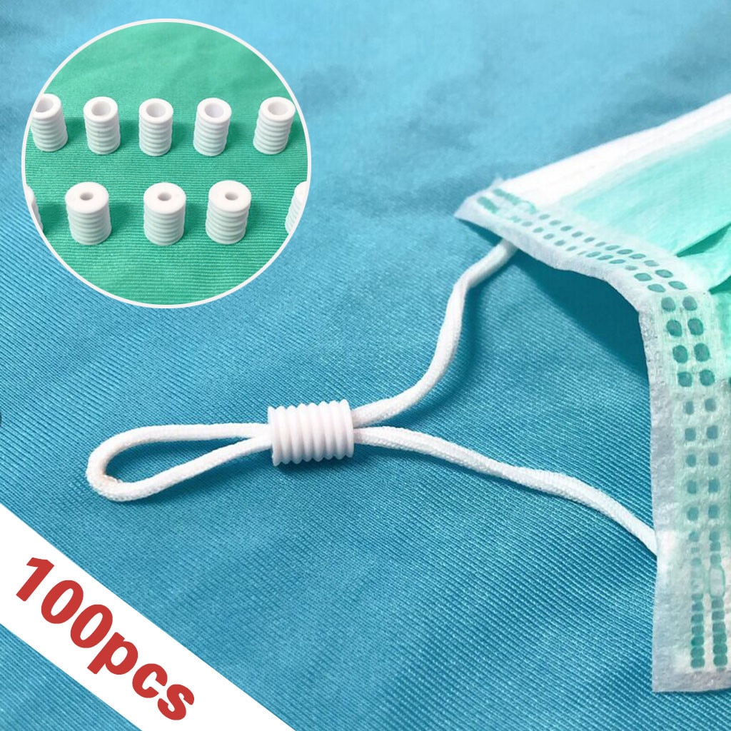 100Pcs Richter Masker Elastische Aanpassing Gesp Platte Aanpassing Gesp Voor Masker Elastische Koord Stopper Touw Slot Diy Strap Cord end: WH