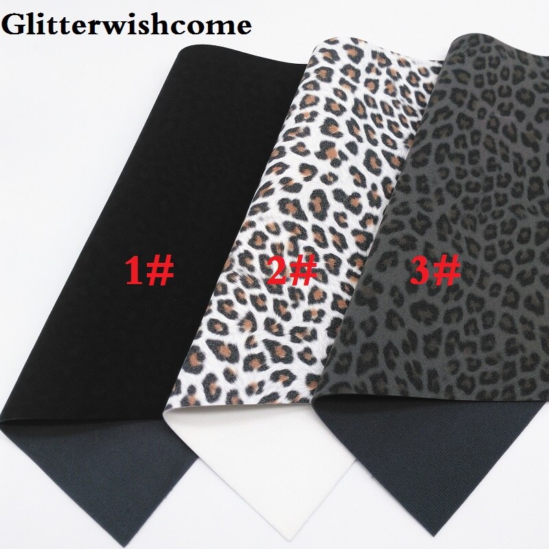 Glitterwishcome 21X29CM A4 Size Vinyl Voor Bogen Gedrukt Luipaard Op Suède Faux Lederen Lakens Voor Bows, GM3199B