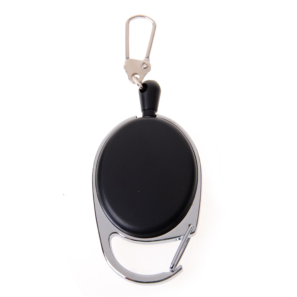 1 stk. 24 tommer ledningsforlænger karabinhagespoleklip på id-kortholder læder + zinklegering, der kan trækkes tilbage