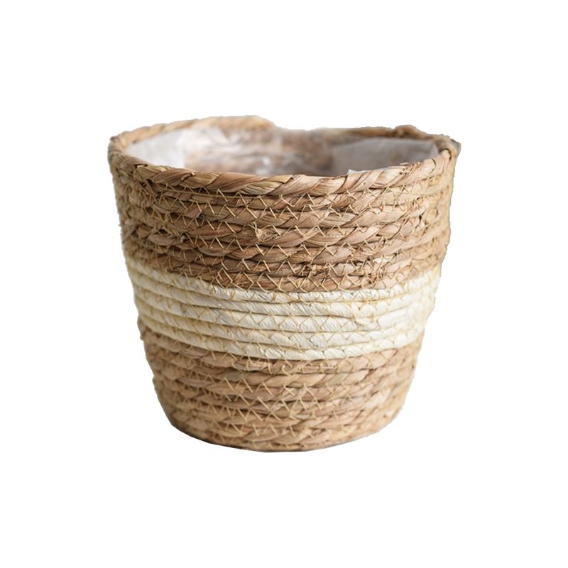 nordico Fatti A Mano di Paglia Cestino Di Immagazzinaggio interno all'aperto Pianta in Vaso di fiori Contenitore di Casa Soggiorno telecamera Da Letto Decorazione: Beige-S