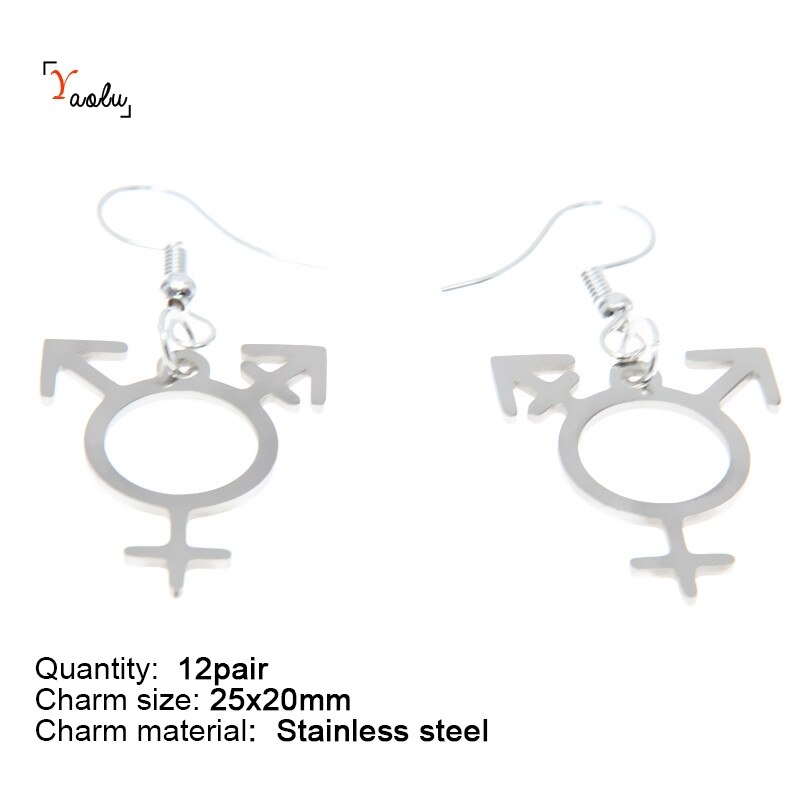 Transgender Pride Jewelry set identities non Binary lgbt Trans Pride Charm Necklace Bangle Kerying Earring Ankle: 12pair Earring