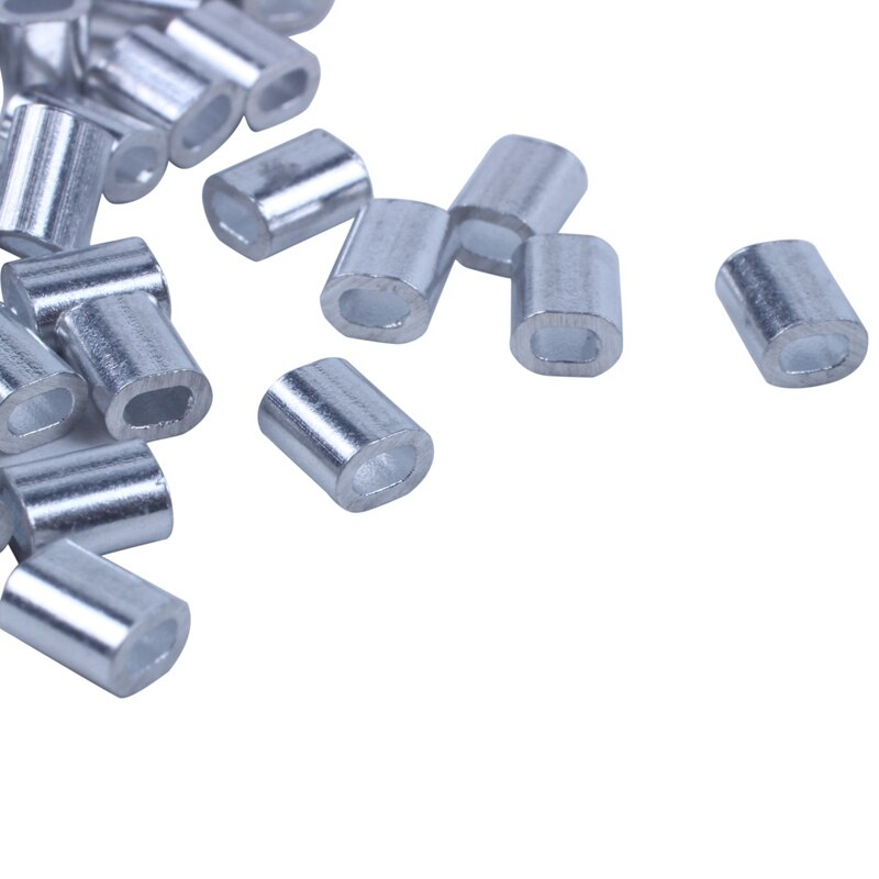 200 stk stålwire aluminiumhylstre ærmer sølv  - 100 stk 1mm diameter & 100 stk m diameter