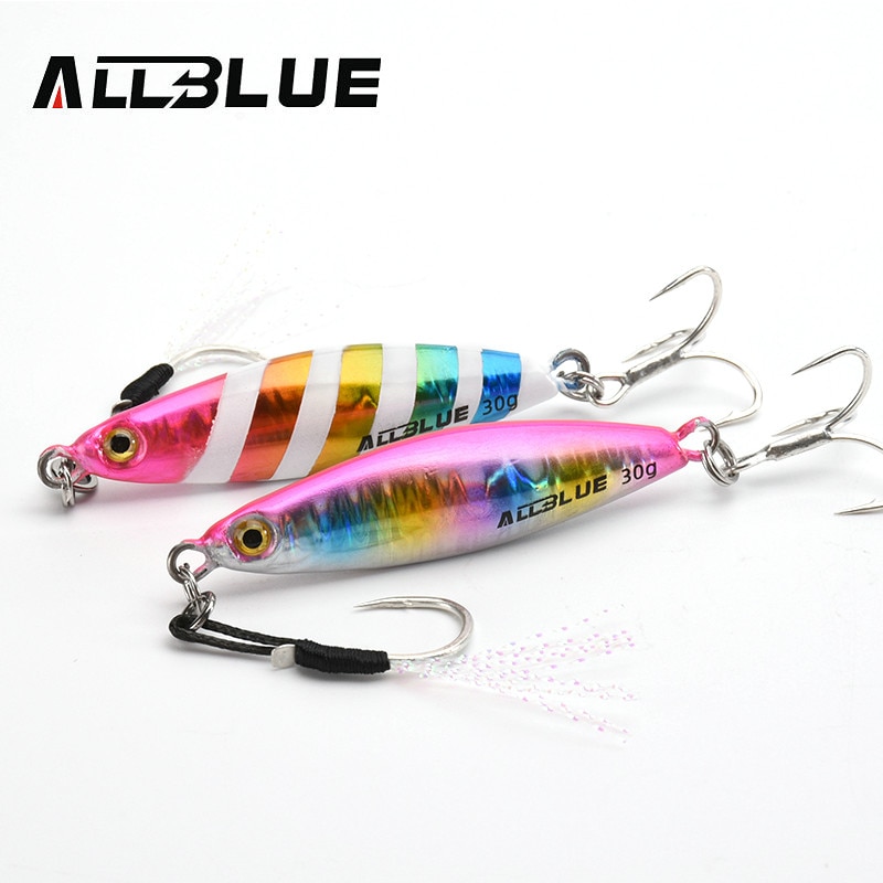 ALLBLUE-Plantilla de Metal de fundición de husillo, 20G, 30G, 40G, lanzar orilla, Jigging, cuchara, señuelo para pesca de lubina, cebo Artificial, aparejos giratorios