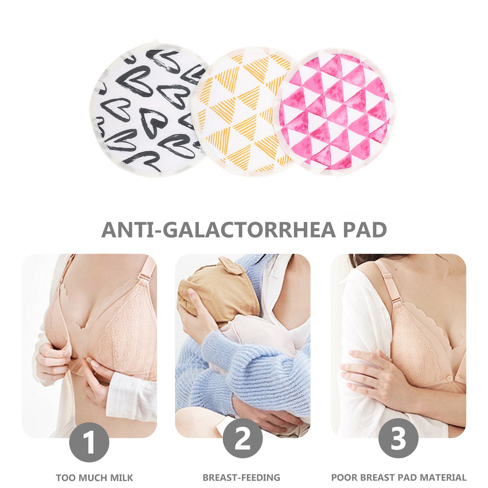 3 Pairs Washable Nursing Pads Anti-spill Breast Pads Breastfeeding Pads