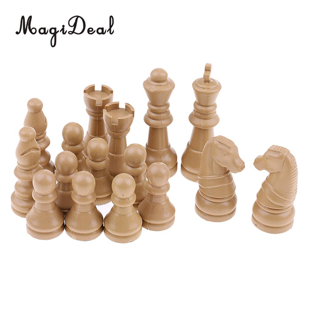 MagiDeal 16 Pieces Replacement Plastic Chess Pieces/Chessman Set beige Birthday Party Supplies International Chess Set
