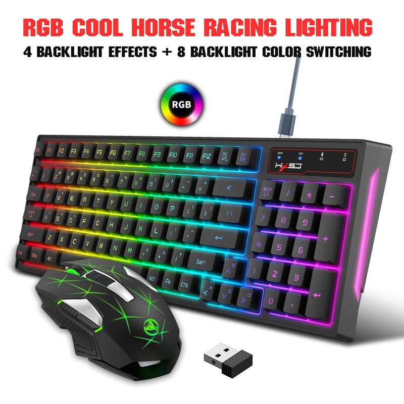 Wireless Gamer Keyboard and Mouse PC Gaming Keyboard RGB Backlit Keyboard Keycaps Keyboard Mouse Gamer Gaming Mouse