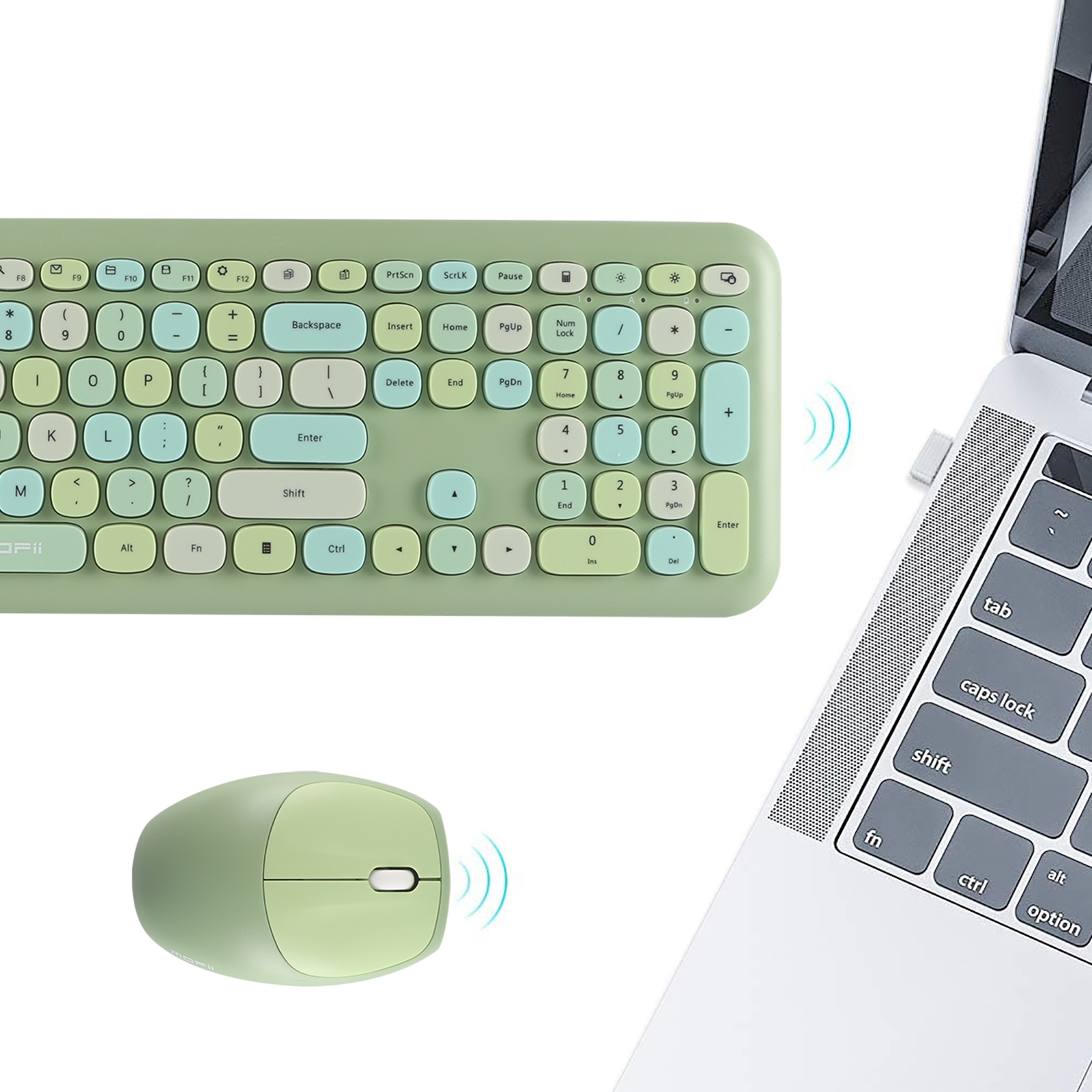 Wireless 2.4G Keyboard Mouse Combos Optical Mouse 110 Keys Portable Keypad Green Ergonomic Keyboard And Mouse For Laptop PC