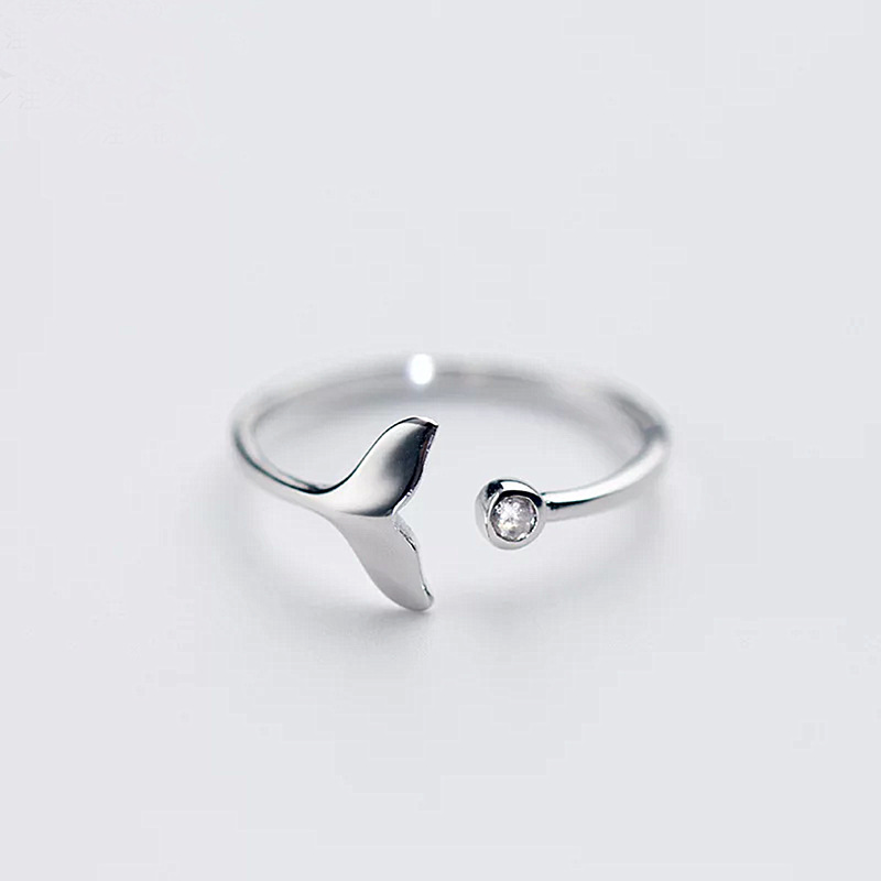 Mossovy Cubic Zircon White Fish Adjustable Silver Ring Fairy Tale Dream Rings for Woman Jewelry Engagement Rings Female