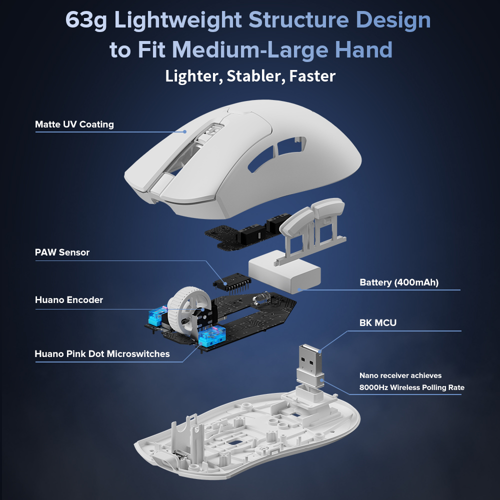 Delux M900 Draadloze Gaming Muis Ergonomische PAW3311 63g Magnetische RGB Opladen Dock voor Rechts Grote Hand PC Gamer