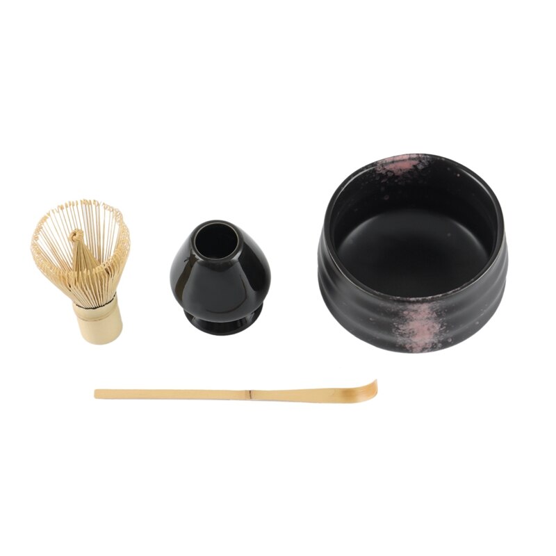 4Pcs/Set Traditional Matcha Set Bamboo Matcha Whisk Scoop Ceramic Matcha Bowl Whisk Holder Japanese Tea Sets