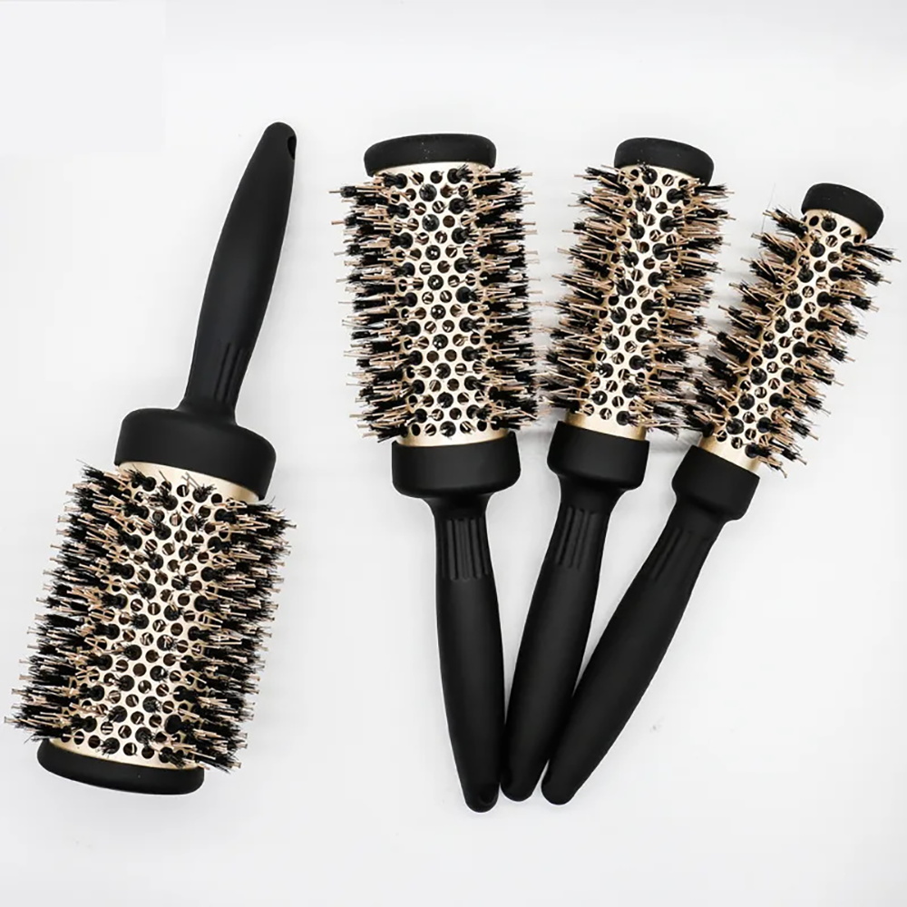 Haarbürstenkamm, professioneller, hochtemperaturbeständiger runder Kamm aus Keramik und Eisen, 5 Größen für Föhnen, Salon-Styling-Werkzeuge