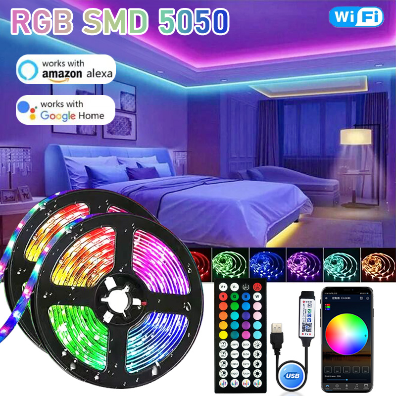 Tira de luces Led de 1-30M, luces LED RGB con Control por aplicación Bluetooth para TV, USB, 5V, WIFI, cinta Led para retroiluminación de TV, decoración de y habitación