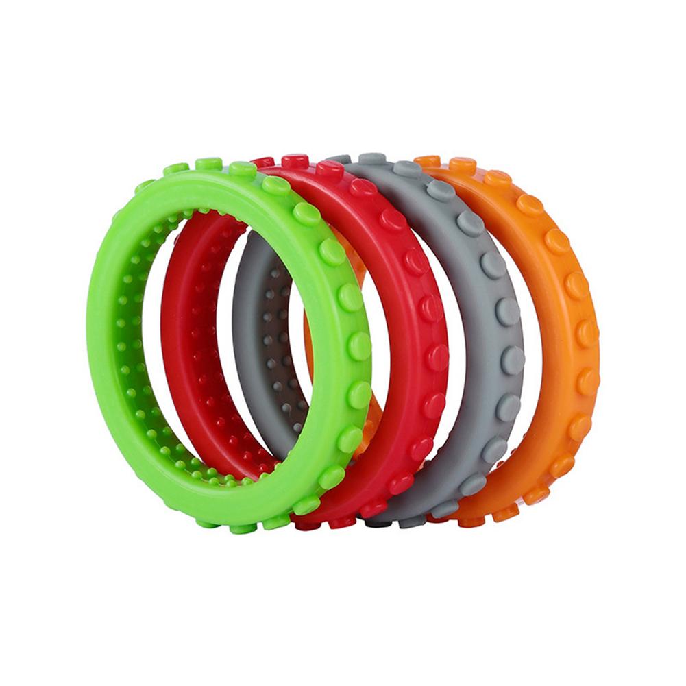 4Pcs Kinderen Siliconen Armbanden Bijtringen Kinderen Siliconen Armbanden Bijtringen Baby Chew Speelgoed Molaire Ringen Baby Molaire Speelgoed