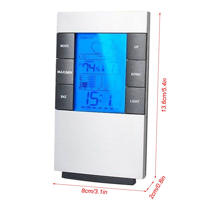 LED Alarm Clock Temperature Thermometer Desk Time Date Display Calendar Hygrometer Humidity Meter Weather Forecast Digital Clock