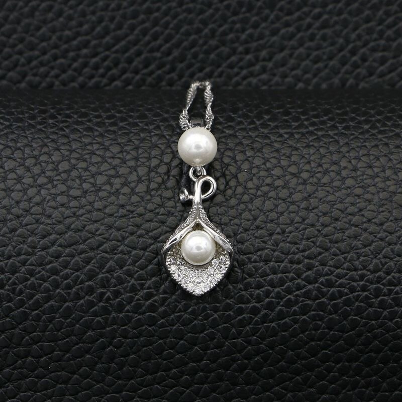 925 silber Braut Schmuck setzt für Frauen Hochzeit Dekoration Weiß Perle Kristall Halskette/Ohrringe/Armbinde/Anhänger/Ring