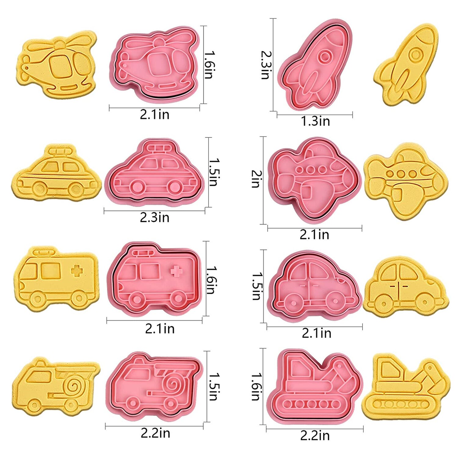 Vervoer Voertuig Cookie Cutters Stamper Set Plastic Mini Biscuit Cutter Mold Voor Bakken 3D Fondant Postzegels Cake Decor Gereedschap