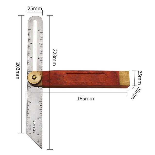 9" Sliding Bevel Gauge Adjustable Gauge Measurement Tool Hardwood Handle Angle Finder Woodworking Tool: Default Title