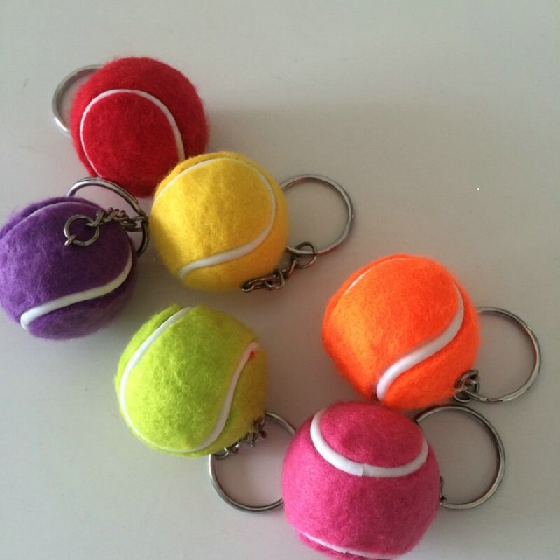 (30 pcs/lot) Resin Mini Tennis 3cm ball keychain Keyring Metal Keychain Tennis Memento for Tennis Club Decoration