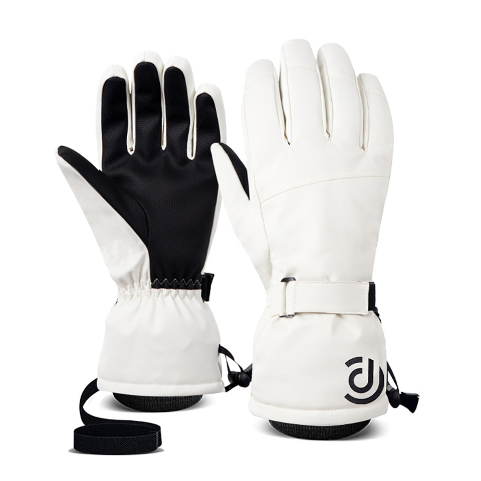 Winter Ski Gloves Waterproof and Breathable Snow Hand Warming Gloves Cold Weathe Wrist Guard Riding Touch-Screen Work Gloves: WHITE / M