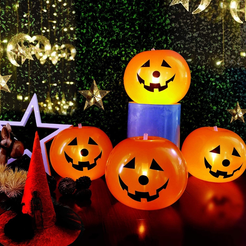 425F Scary Plastic Gemaakt Halloween Pompoen Licht Truc Bang Accessoires Partij Gunst Supplies Kids Verlichten Verveling