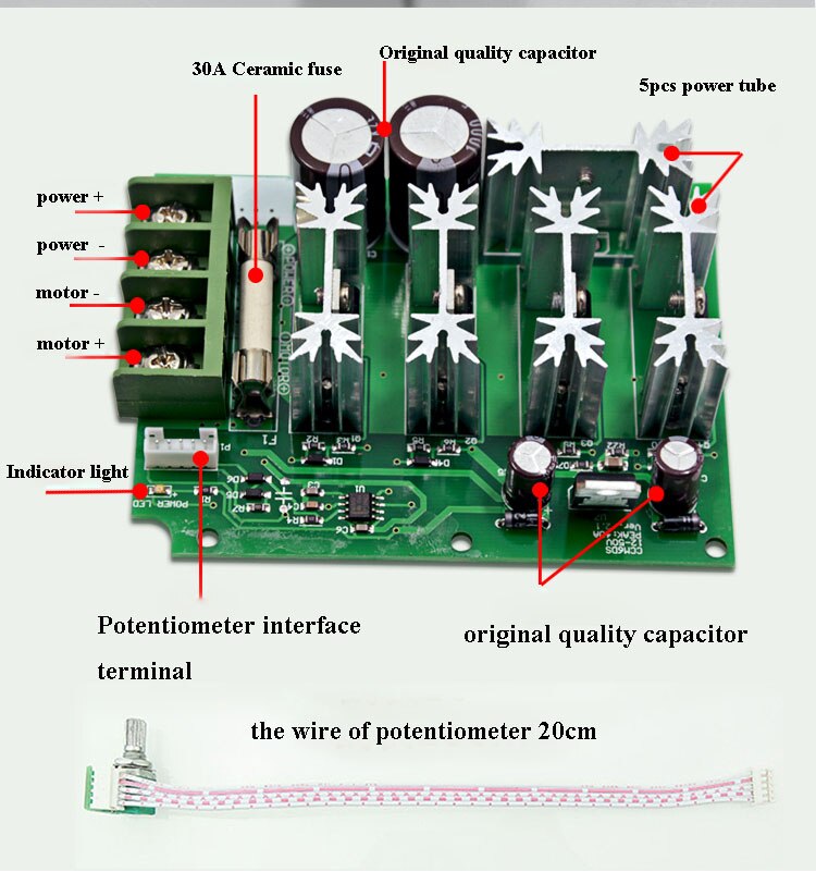 750W 30A Dc Speed Control Unit Motor Gouverneur Cw Ccw Schakelaar Dual Control Motor Speed Regulator