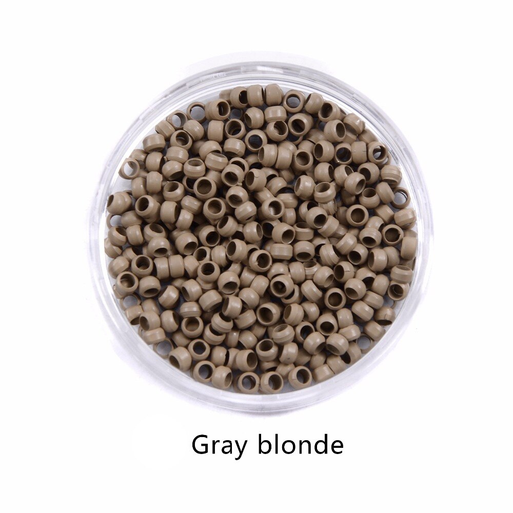1000 pièces/bouteille Micro Nano anneaux 2.5mm liens perles Silicone matériel adapté pour Extensions de cheveux sans bavure: Dark Blonde