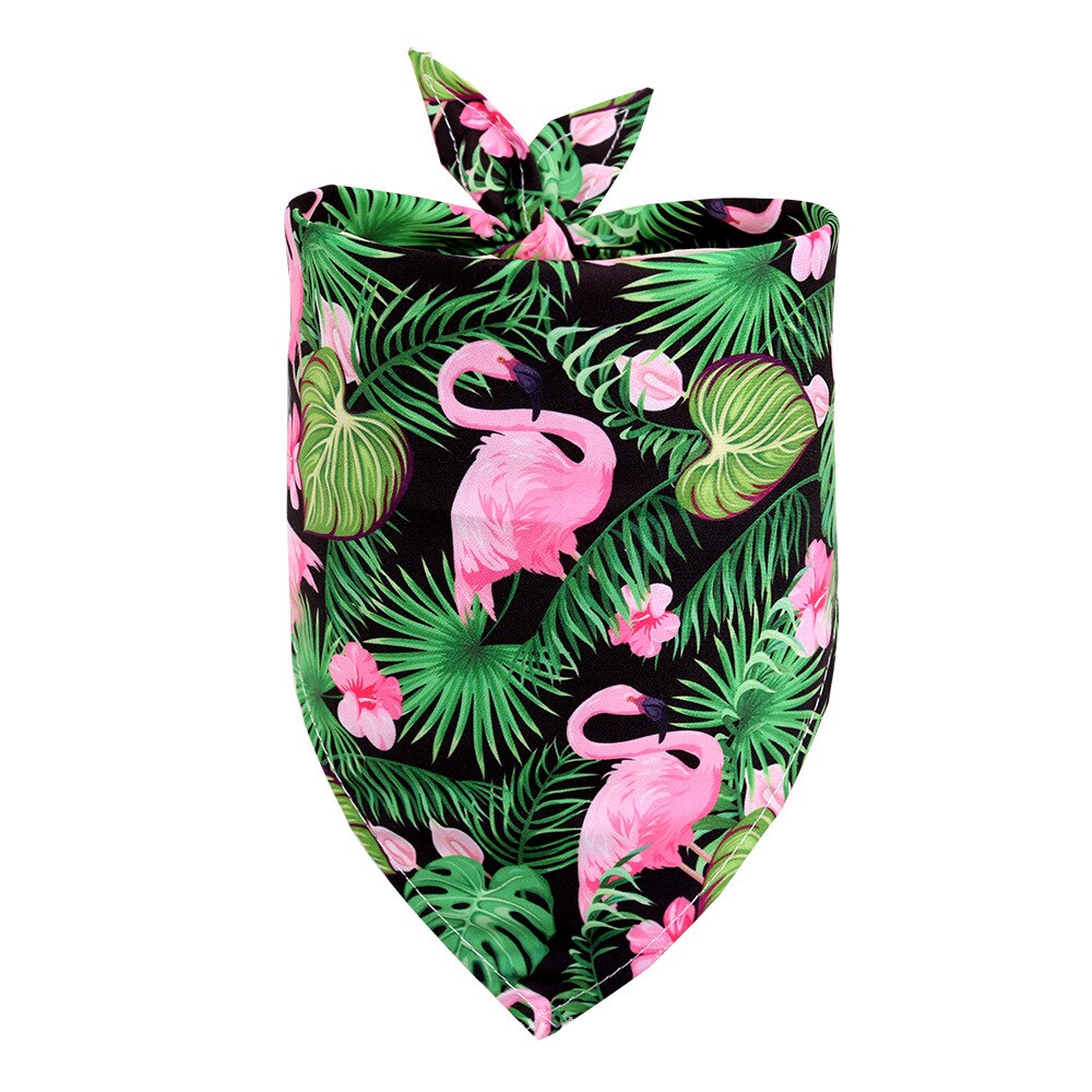 Hond Bandana Fruit Stijl Kleine Hond Kat Puppy Bandana Sjaal Polyester Honden Bandana Slabbetjes Zomer Honden Huisdieren Accessoires: Leafy flamingos / M- 65x42x42cm