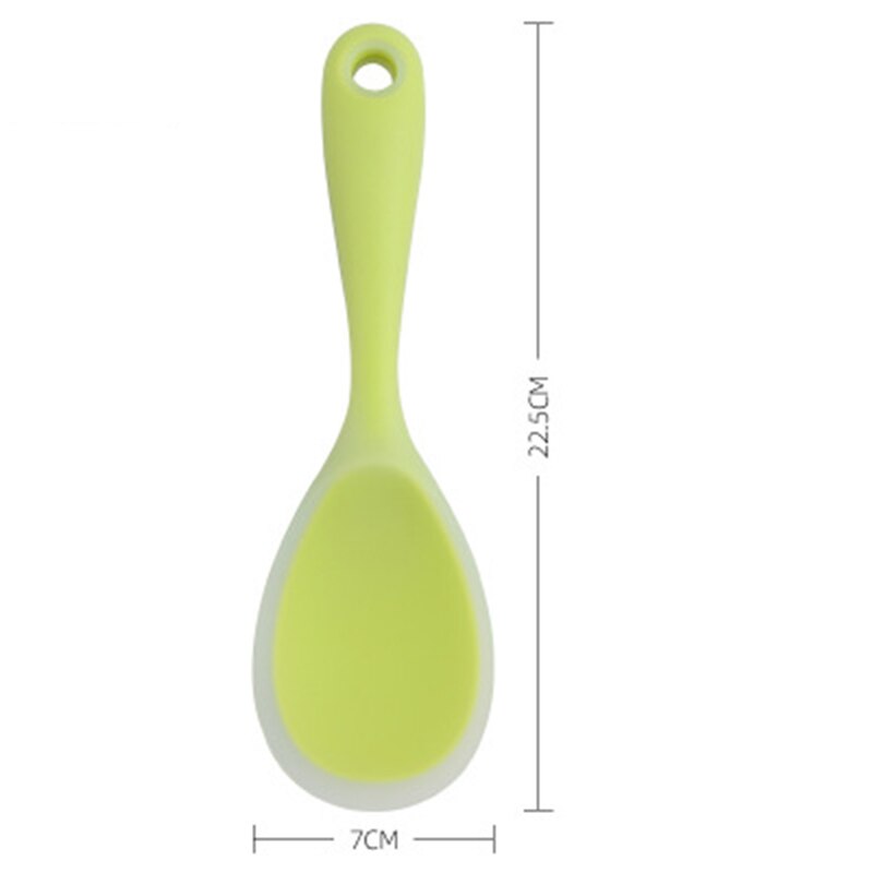 Silicone Spoon Anti-scalding Translucent Colorful Rice Scoop Heat Resistant Non-stick Rice Cooker Tableware Kitchen Cooking Tool: A-Green
