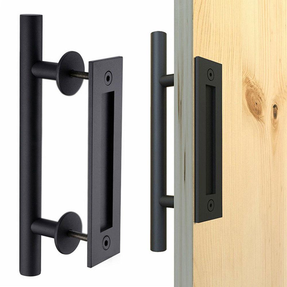 Sliding Barn Door Handle Heavy Duty Pull Flush Wood Door Handle Furniture Hardware for Cabinet Cupboard Interior Door 35-45MM
