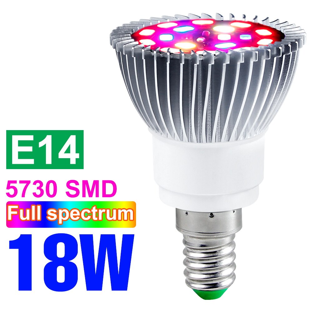 220V LED élèvent l'ampoule spectre complet plante lumière E27 Phyto lampe E14 Fitolamp pour serre hydroponique fleurs semis Phytolamp: WHITE
