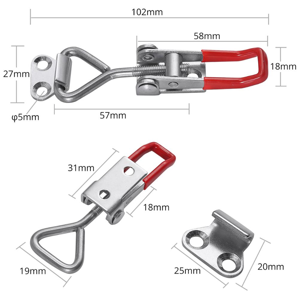 Neoteck 5Pcs Door Cabinet Box Lever Handle Stainless Steel Lockable Toggle Catch Latch Lock Clamp Hasp Toggle Latch Lock Tools