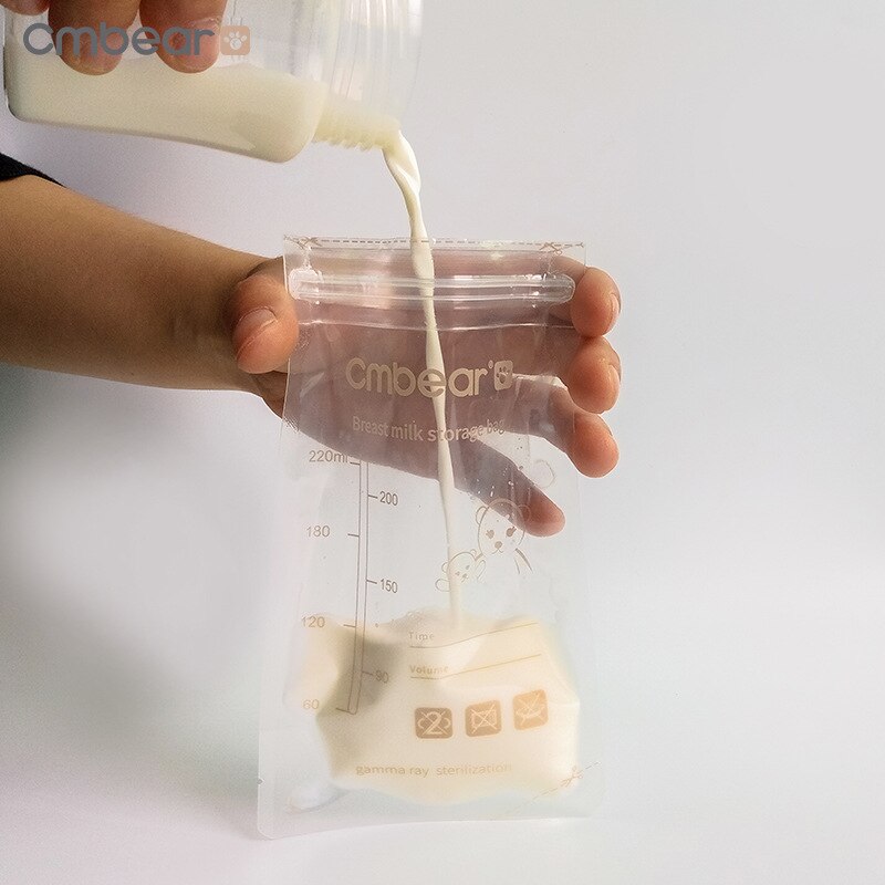 Cmbear 30 stk 220ml mælke fryseposer modermælk babymad opbevaring modermælk opbevaringspose babysikre foderposer fodring