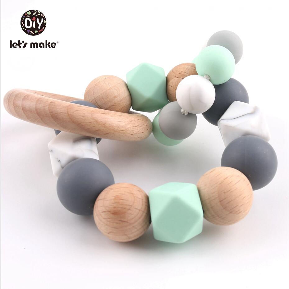 Laten we Baby Tandjes Speelgoed BPA Gratis Bescherm Uw Baby Tanden Kauwen Silicone Kralen DIY Handgemaakte Tandjes Ringen molaire Speelgoed: teething rattle
