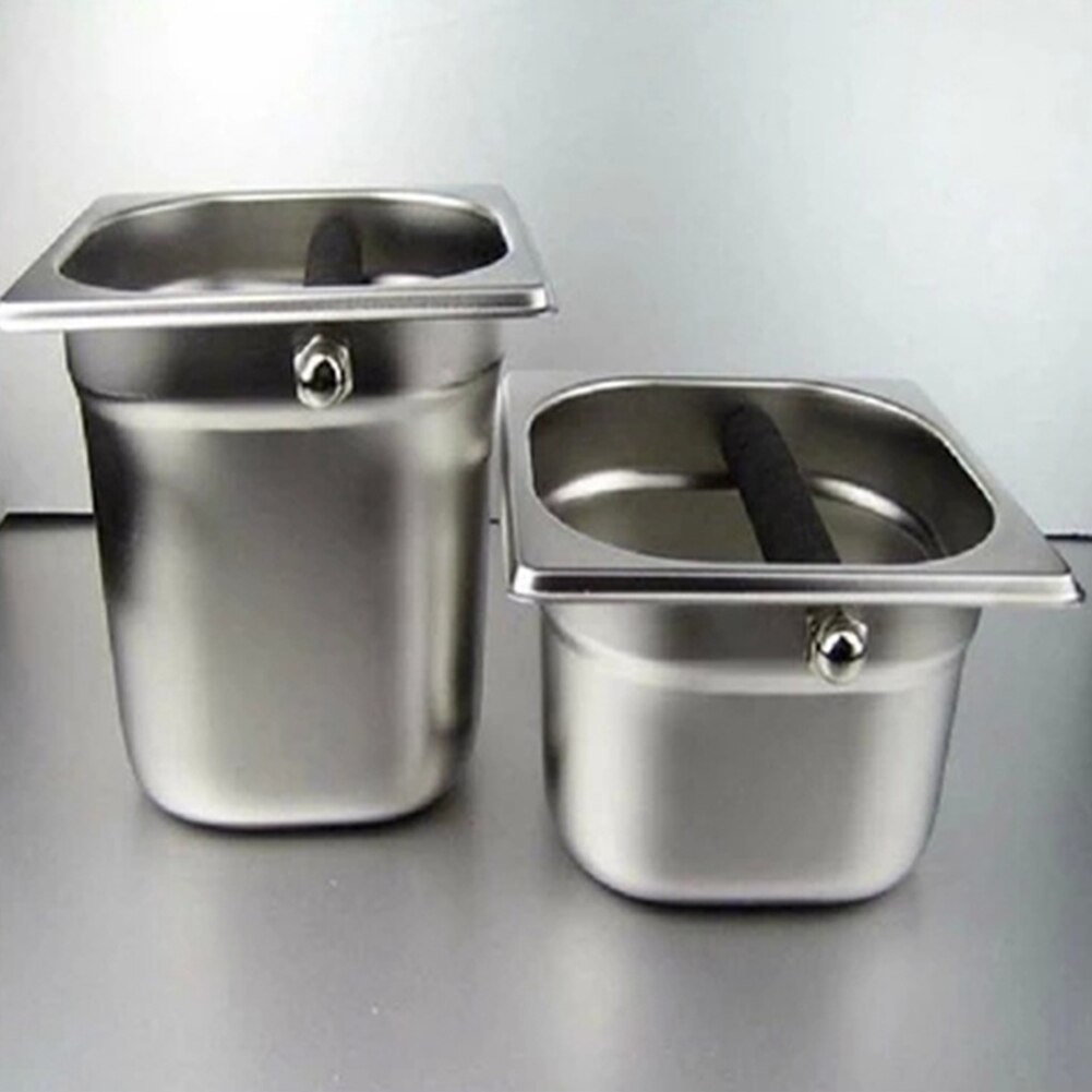 Bin Stainless Steel Coffee Knock Box Durable Home Use Silver Container Tray Practical Deep Coffee Supplies Kitchen Tool