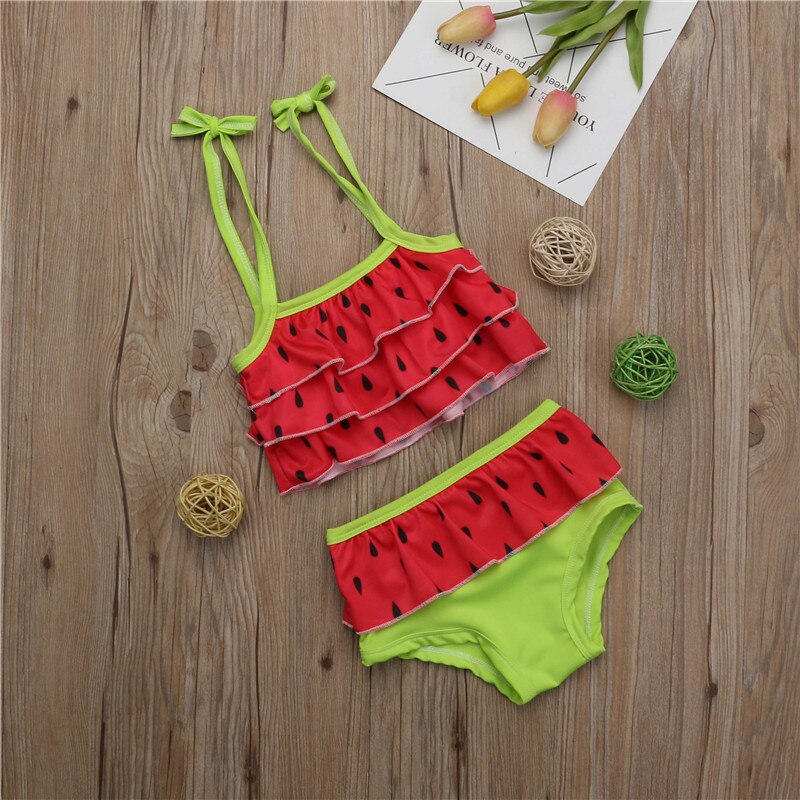 Cute Swimwear Girls Kids Watermelon Print Bikini Set Bathing Suit Children Beachwear Girls Kids Swimwear Biquini Infantil Menina