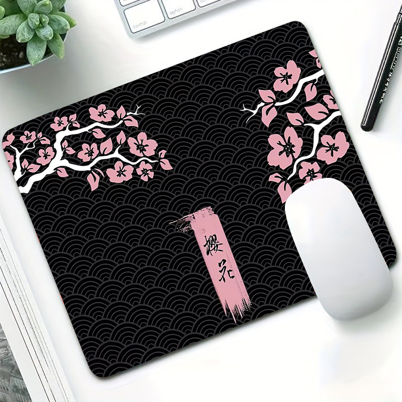 Tapis de souris Sakura rose, petits tapis de souris de jeu antidérapant, 22x18cm, Base en caoutchouc, tapis de bureau d'entreprise, pour tapis mignons