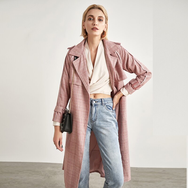 Bella Philosophie frühling herbst büro dame mantel plaid öffnen stich frauen mantel wolle und baumwolle damen vintage jacken