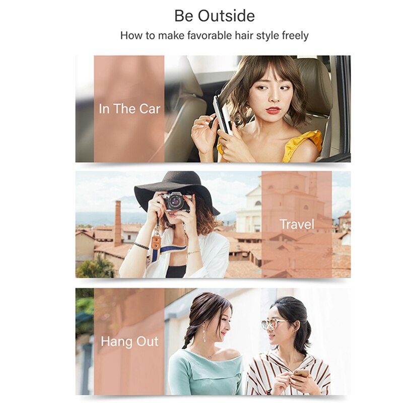 Mini lisseur à cheveux sans fil Usb avec système de verrouillage batterie externe, fer à lisser Portable, de voyage
