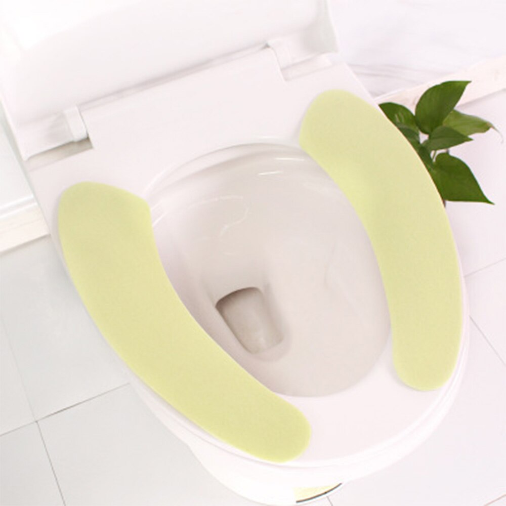 1 par suave portátil lavable de baño de felpa asiento de inodoro relleno salud pegajoso hogar estera de fibra química asiento cubierta