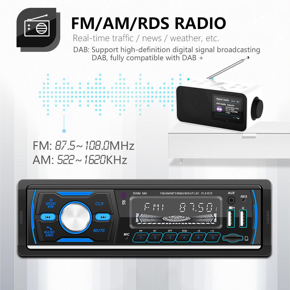 Bluetooth Car Stereo Radio Receiver With Remote Control Single Din Digital Media Receiver Support FM/AM/RDS/DAB/DAB +/MP3