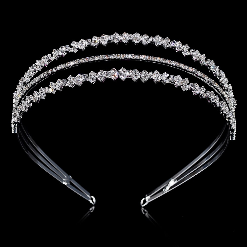 Luksusowa lśniąca ślubna kryształowa Tiara dla księżniczki na konkurs piękności Prom Rhinestone z pałąkiem na głowę cyrkon pasmo włosów akcesoria do włosów