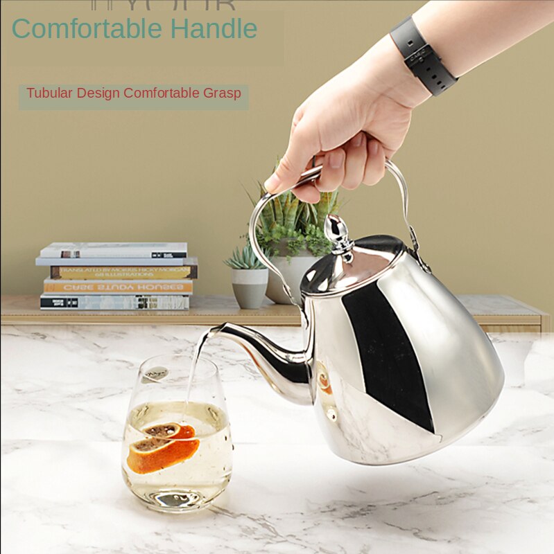 Sanqia simple style stainless steel lift pot metal teapot with filter tea kettle with strainer infuser