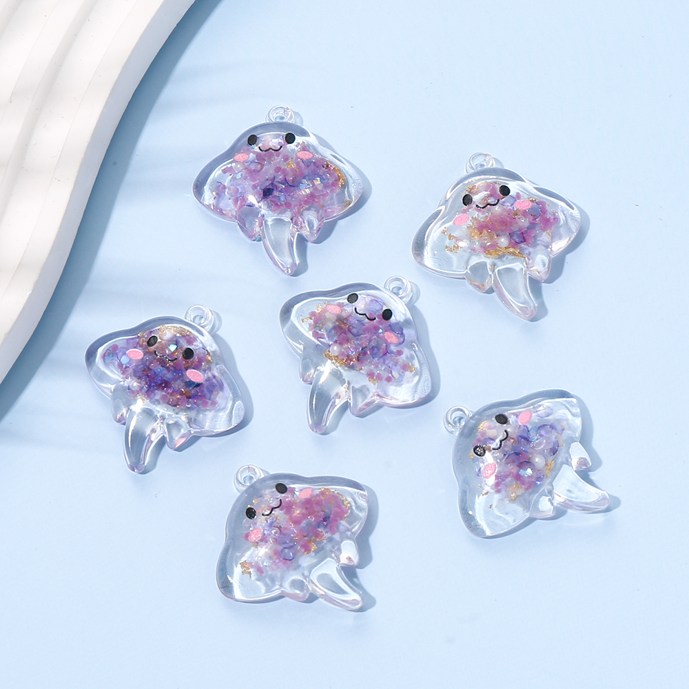 10Pcs 30mm Charm Luminous Resin Pendant Glow-in-the-Dark Colorful Transparent Jellyfish Pendant For DIY Necklace Jewelry Making: BROWN