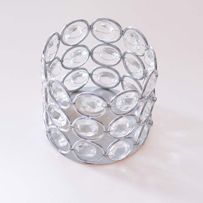 Gouden zilveren kristallen theelichthouders, kandelaars, standaard voor bruiloftstafels, valentijnsdag, huisdecoratie: Zilver 7 x 7cm