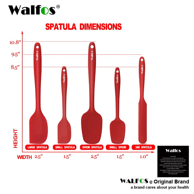 Walfos 5 Stks/set Non-stick Siliconen Spatel Bakken Gebak Hittebestendige Siliconen Spatel Keukengereedschap Koken Tool: 5 Piece red