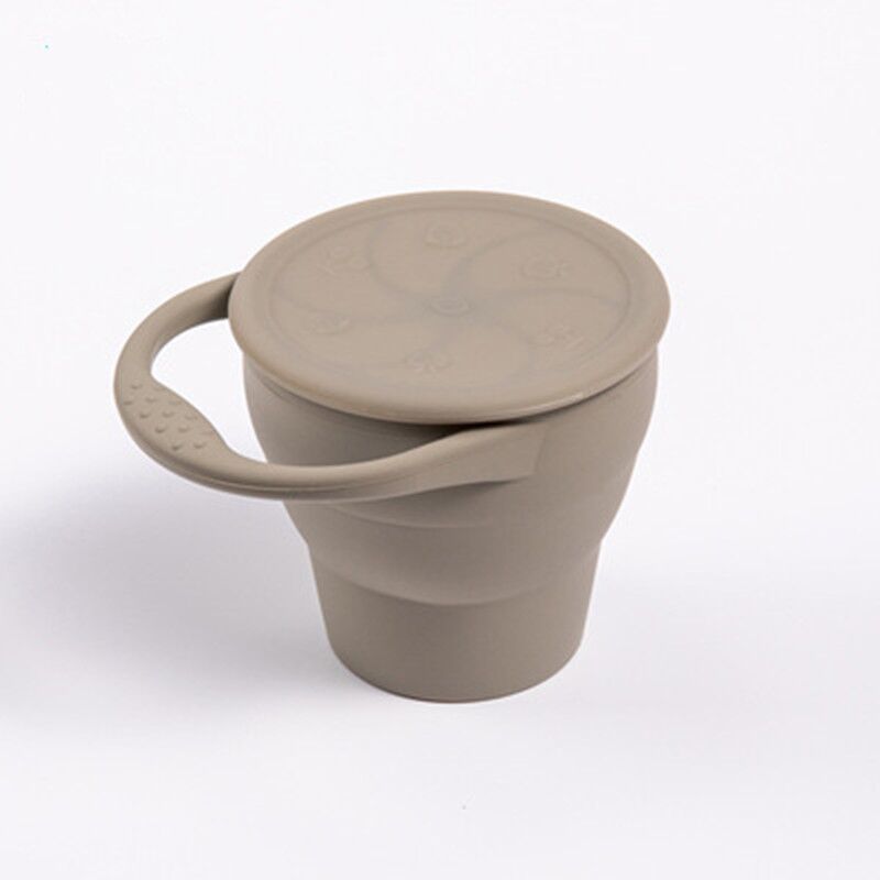 Effen Kleuren Baby Snack Cup Peuter Draagbare Voedsel Opbergdoos Bpa Gratis Siliconen Snacks Container Met Deksel: Gray